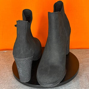 Timberland‎ Black Size Zip Leather Suede Ankle Heel Bootie Size 7.5 EU 38.5